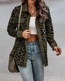 2023 Spring Autumn Women Jackets and Coats Full Sleeve Leopard Print Pockets Single Button Corduroy Winter Female