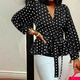 Deep V-Neck Leopard Print Belted Fashion