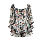 Floral Sexy Backless Square Collar Long