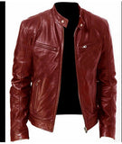 Fongt Business Gentleman Warm Zipper Open Shirt Pocket Decoration PU Leather Jacket Collar Collar Zipper Leather