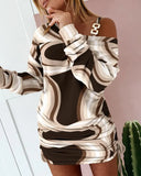 Independent Station 2023 Autumn And Winter New Fashionable Printed Long-Sleeved Dress In Stock-Outfit
