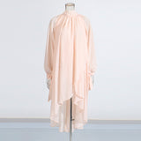 Fashion Niche Design Simple Wind Top 2025 New Temperament Long-Sleeved Lotus Leaf Side Solid Shirt