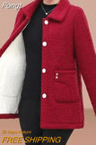 Fongt Fongt Jacket Women Fleece Warm Lamb Wool Coat 2023 New Solid Long-Sleeved Outerwear Middle-aged Female Basic Coat Oversize 5XL 1215-0-Outfit