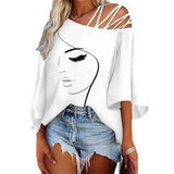 Fongt Autumn Fashion Splicing Loose Leisure Blouse Lady Print T-Shirt
