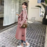 Fongt Trench Coat Female Spring And Autumn 2024 Spring New Medium And Long Korean British Style Small People Wear A Coat-Outfit