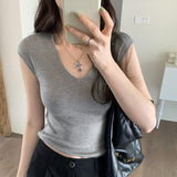 Solid Color Temperament V-Collar Knitted Sleeveless Vest Women's 2024 New Spring And Summer Slim And Thin