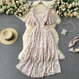 Fongt New Seaside Holiday Dress Women Spring And Autumn 2025 New Sexy V Receive Lanky Models