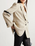 Fongt Small Suit 2024 Autumn New Suit Collar Long Sleeve Folding Sleeve Belt Buckle Design Sense Coat Female-Outfit