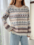 Fongt 2025 New Fair Island Round Collage Loose T-Freuffed Long-Sleeved Sweater Girl