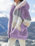 Women's Loose Plush Multi-color Hooded