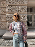 Women Printed Flower Quilted Reversible Cotton Coat Long Sleeve Open Front Two In One Jackets Autumn Vintage Street Outerwear-Outfit