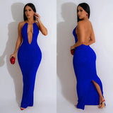 Fashion Women's Solid Color Hollow Back Sleeveless Dress-Outfit