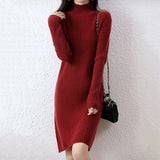 Fongt Winter Money Small Slim Show Thin Bottom Shirt To Keep Warm Simple Pure Color Shirt Female Half High Collar Long Sweater-Outfit