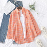 Plaid Shirts Womens Blouses And Tops Long Sleeve Loose Checked Female Clothes Outwear Winter 2022
