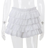 White Ruffle Cardigan Top And Mini Tiered Skirt Set-Outfit