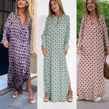Fashion V-Neck Print Long-Sleeved Dress Hotline