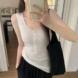 Thin Sling Vest For Women To Wear A New Summer Knitted Sweater Design Sensitive Buckle Slim
