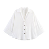 Fongt New Women's Fashion Set Simple Linen-Blend Long-Sleeved Shirt