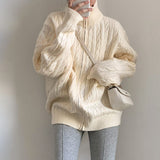 Vintage Half Zip Up Cable Knit Sweater-Outfit