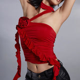 Fongt New Women's Spice Girl Design Sense Three-Dimensional Flowers Wear More Slim And Versatile Back