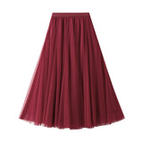 Fongt Long Yarn Skirt Half Dress Girl Autumn And Winter High Waist Long Net Yarn Skirt 100 Folding Skirt A Skirt Fairy Dress 8859