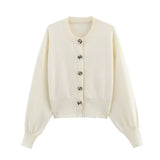 Fongt Button-Up Knitwear Jacket + High-Waisted Mini Skirt Suit Female B88814