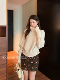 Fongt Xixi 2025 Winter New Korean Style Temperament High-Necked Jabs Long-Sleeved Knit Sweater Tops Women 25522
