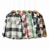 Autumn Women's Wear Urban Leisure Woolen Plaid Shirt Jacket-Outfit