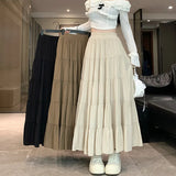 Solid Color High Waist Umbrella Maxi Skirt-Outfit