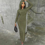 Fongt Women's Fall 2024 New Fashion, Slim Hooded, Slit And Women's Dress-Outfit
