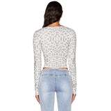 White Leopard Printed Lace Patchwork Crop Top-Outfit