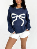 Bow Jacquard Sweater-Outfit