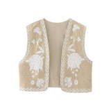 Fongt 2025 New Women's Clothing Embroidered Tard Vest