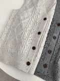 Style Sweater Vests Jackets Women Casual V-neck Knit Chaleco Coats Single Breasted Knitwear Colete New Sleeveless