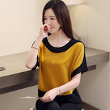 Fongt Cover The Belly Chiffon Shirt Female Summer New Foreign Style Bat Short Sleeve Loose Show Thin Bottom Jacket-Outfit
