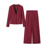 Fongt And Autumn Women's Fashion Simple V-Neck Suit Blouse Casual Sleeker Sleeker Sleeker Sleeker Suit