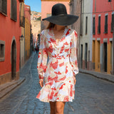 Fongt Dress Women's Spring 2025 New Sweet Wind V-Neck Lace Design Sensing Long Sleeve Short