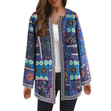 Print Coats And Jackets Women Autumn Long Sleeve Plus Size Cotton Linen Loose Ladies Tops Oversized Cardigan