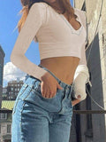 Long Sleeve Ribbed Crop Top-Outfit