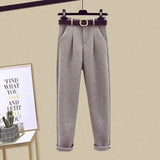 Women Pullover Knitted Patchwork Tops And Tweed Long Pants Sets Spring Female Two Piece Set Korean Casual Women Outfits