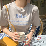 Fongt Korean Chic Summer New Embroidery Stereo Letter Casual Simple Age Reduction Round Collar Short Sleeve Versatile T-Shirt-Outfit