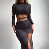 Fongt New Long-Sleeved Skirt Style Top Swimsuit Suit Split Bikini Bikini