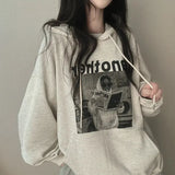 Vintage Print Oversized Hoodie-Outfit