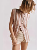Women's Fashion Fashion Button Stripe Suit-Outfit