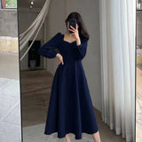 Fongt Style Little Black Dress Female 2024 Summer New Retro V-Neck Show Thin Knee Black Dress Dress-Outfit