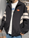 Men's Contrast Striped Zip Up Jacket-Outfit