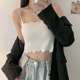 Fongt Summer New Belly With Short Ice Silk Knitting Slings Small Vest Women's Sleeveless Bottom Top