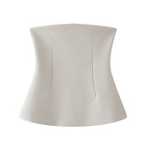 Fongt Spring Sexy Women's Pure Color Bare Shoulder Sleeveless Word Collar Short Shirt With Breast Vest