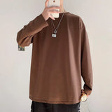 Sleeve T-shirt Men Oversized Solid Hip-hop Streetwear Tops Tees Loose Pullovers Cotton Basic Casual Tshirts Male