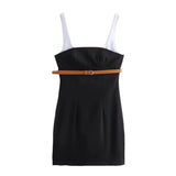 Fongt Sling Splicing Short Dress Commuter Assembly Woman 2025 New Products